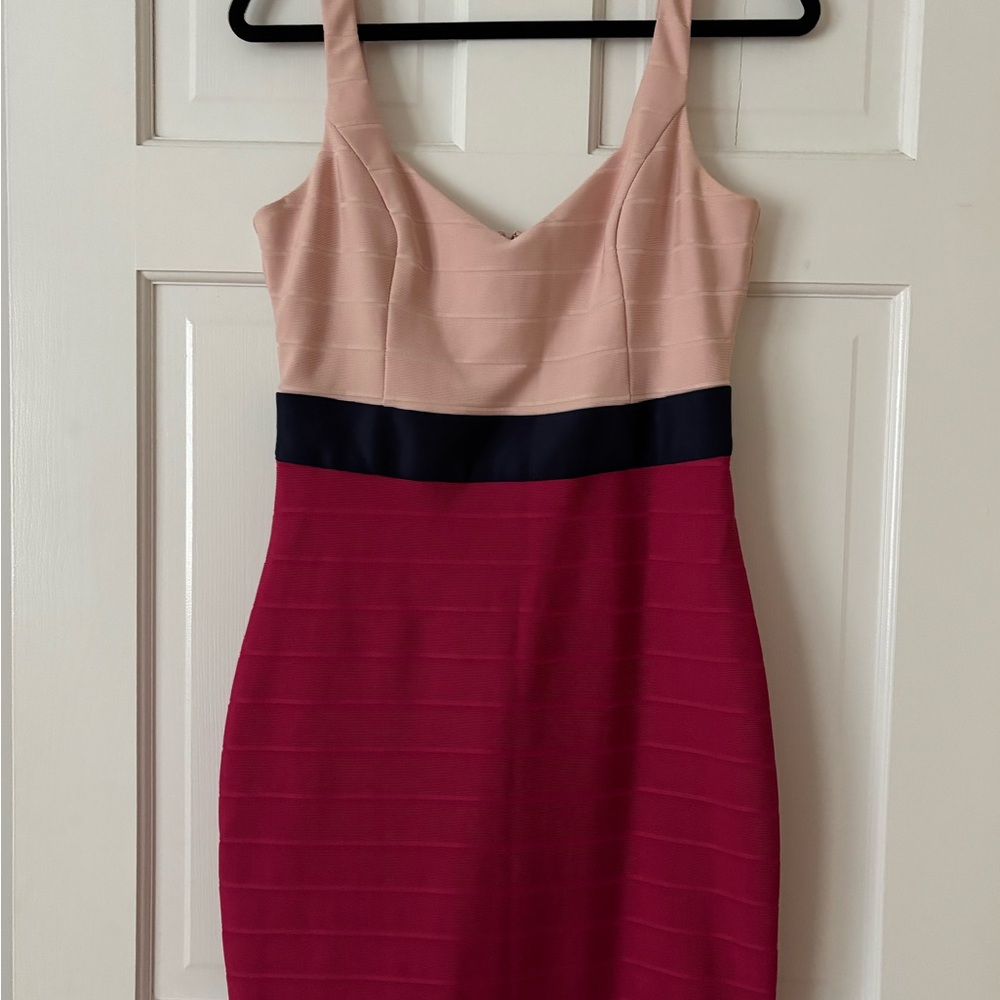 Guess Pink and Red Midi Dress